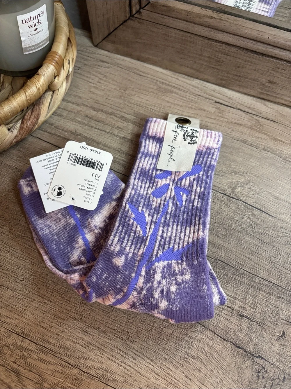 Free People Floral Sky Crew Socks-Purple-NWT